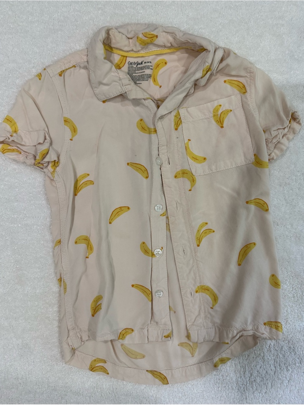 Cat & Jack Cream Button-Down Shirt with Yellow Banana Print